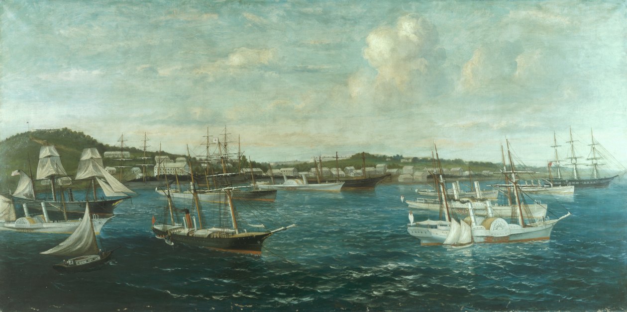 Corredores de bloqueio no porto em St. George, Bermuda, c.1861-65 de William Torgerson
