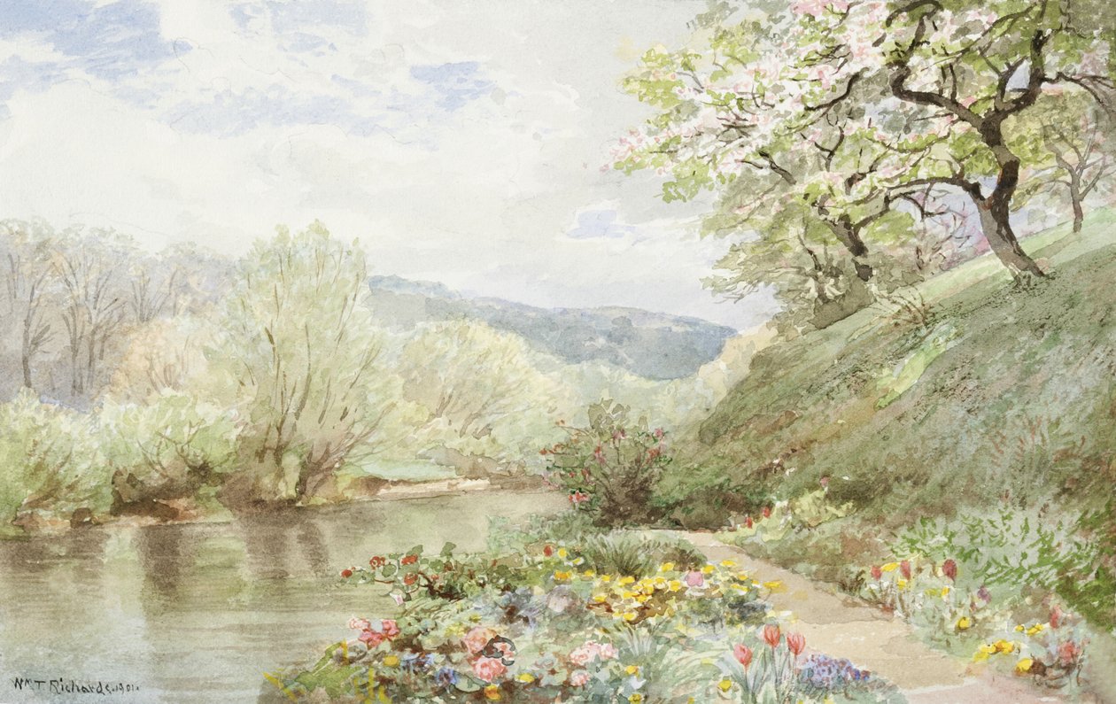 Fidelia Bridges Garden em Canaã, Connecticut, 1901 (wc e guache sobre papel) de William Trost Richards