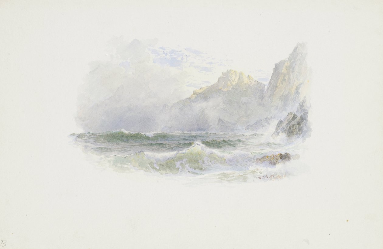 Litoral montanhoso, 1897 (wc & grafite em papel de creme wove) de William Trost Richards