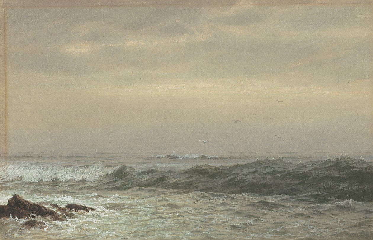 Rochas e ondas quebrando, c.1870 de William Trost Richards