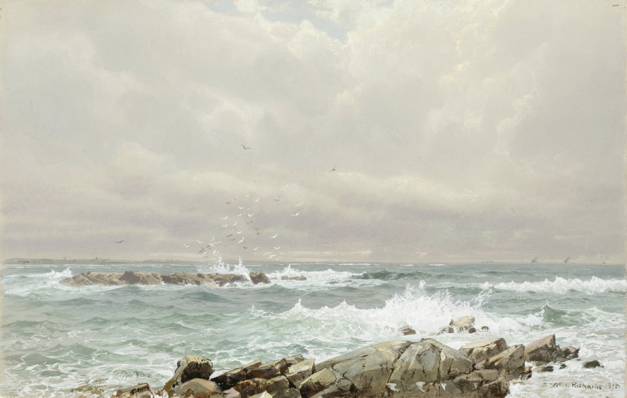 Seascape, 1875 (wc e guache em creme wove paper) de William Trost Richards