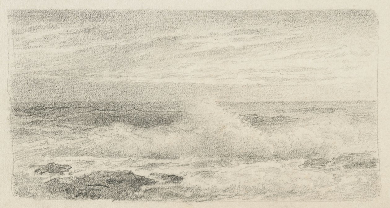 Seascape com Spray, 1900-05 (grafite em papel de capa de chuva) de William Trost Richards
