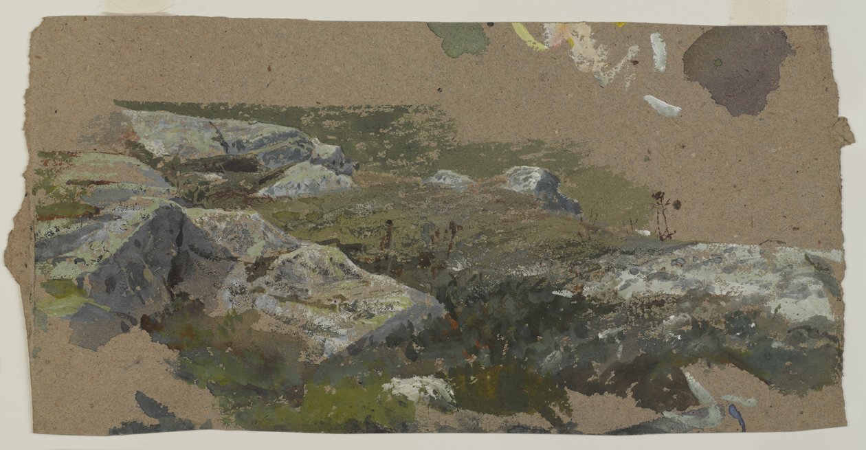 Estudo de rochas, 1870s-1880s (wc no papel marrom pesado) de William Trost Richards