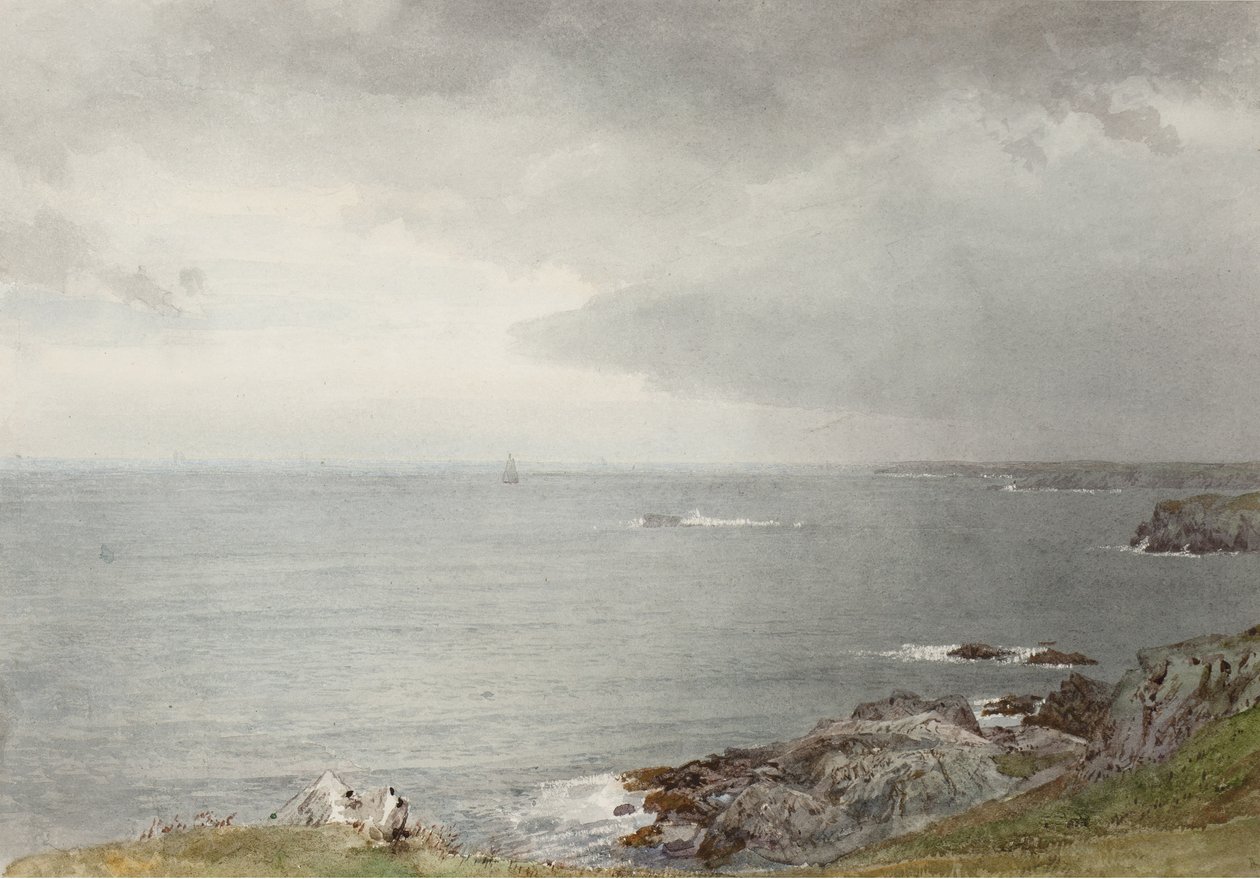The Coming Rain, Baía de Narragansett, c.1874-80 (wc em papel de seda branco) de William Trost Richards