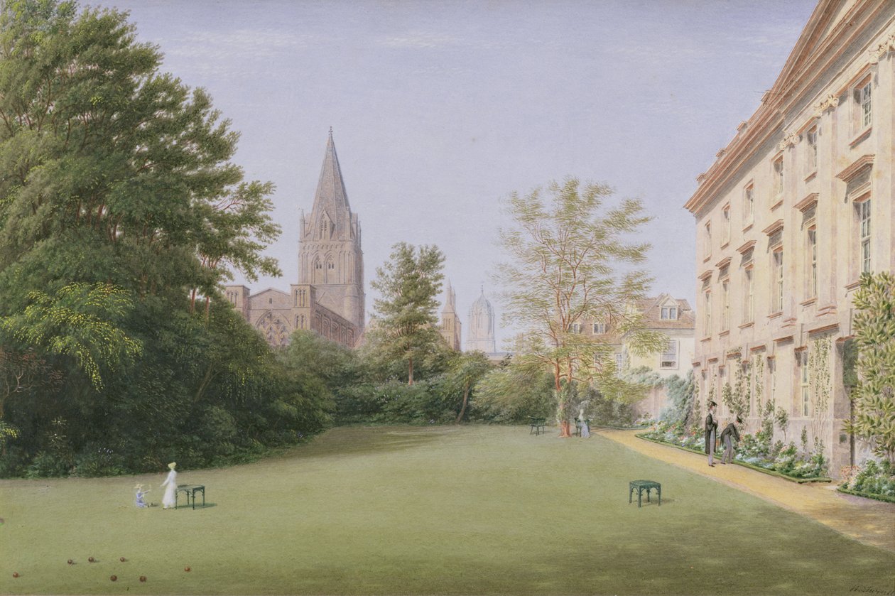 O edifício do jardim e dos companheiros da faculdade de Corpus Christi, Oxford de Joseph Mallord William Turner