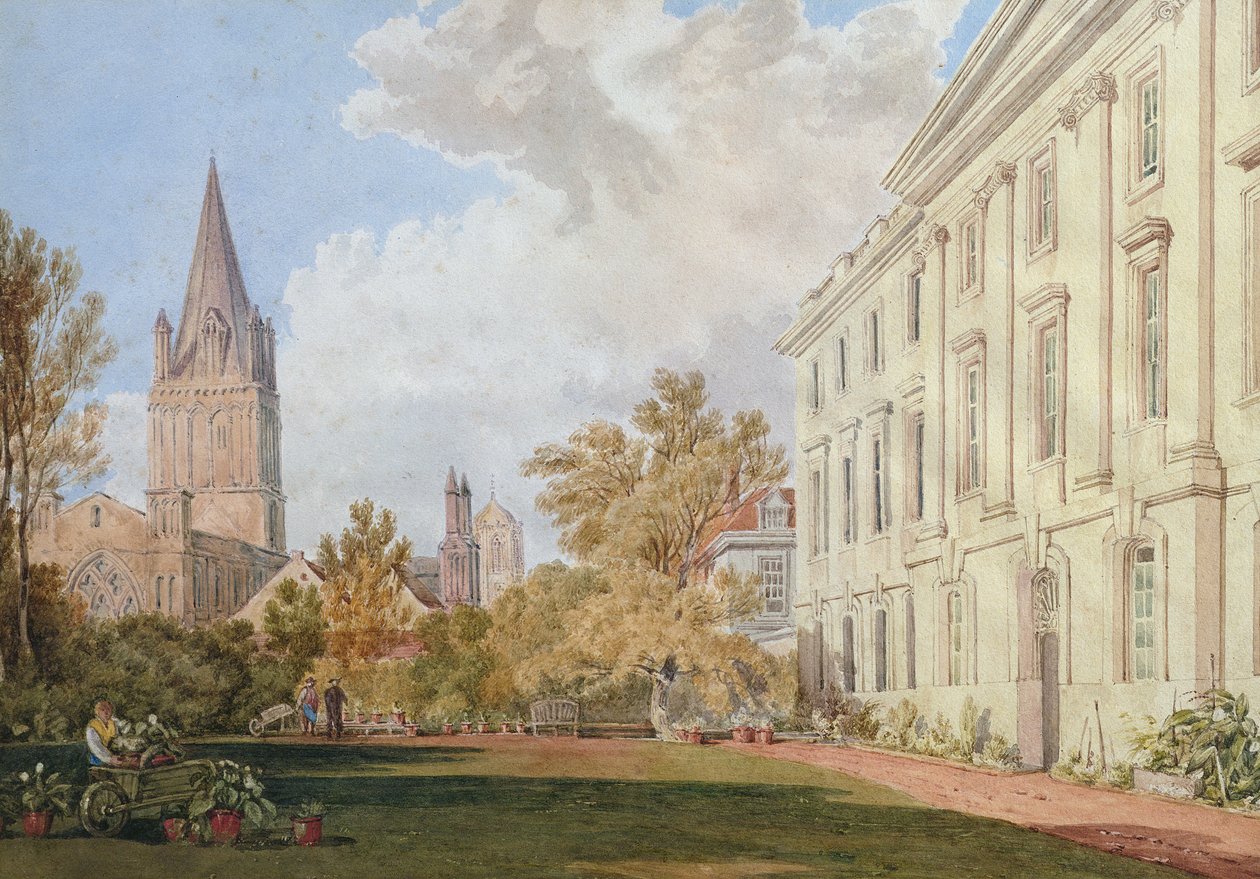 Vista da Catedral da Igreja de Cristo e do edifício do Jardim e dos Fellows da Faculdade de Corpus Christi, Oxford de Joseph Mallord William Turner