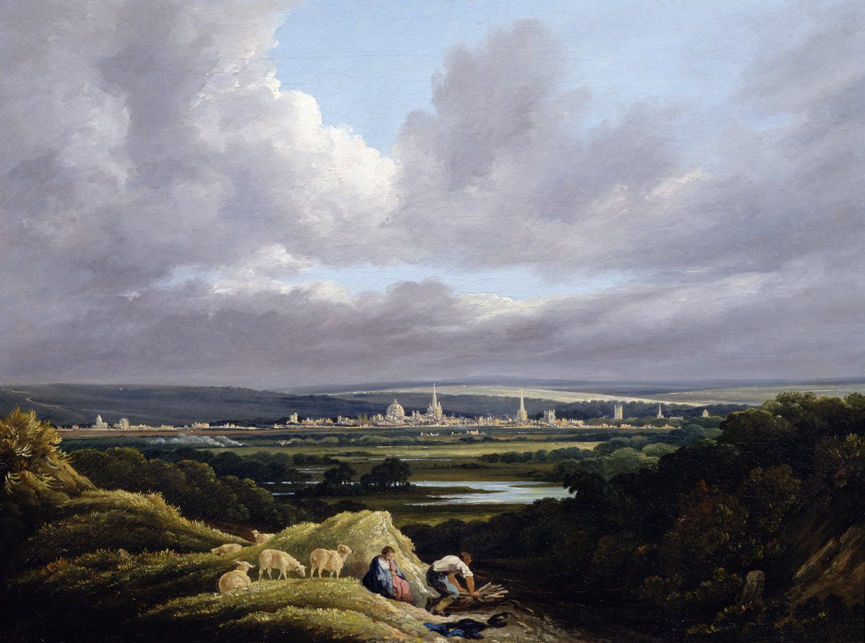 Vista, de, oxford, de, um, distância de Joseph Mallord William Turner