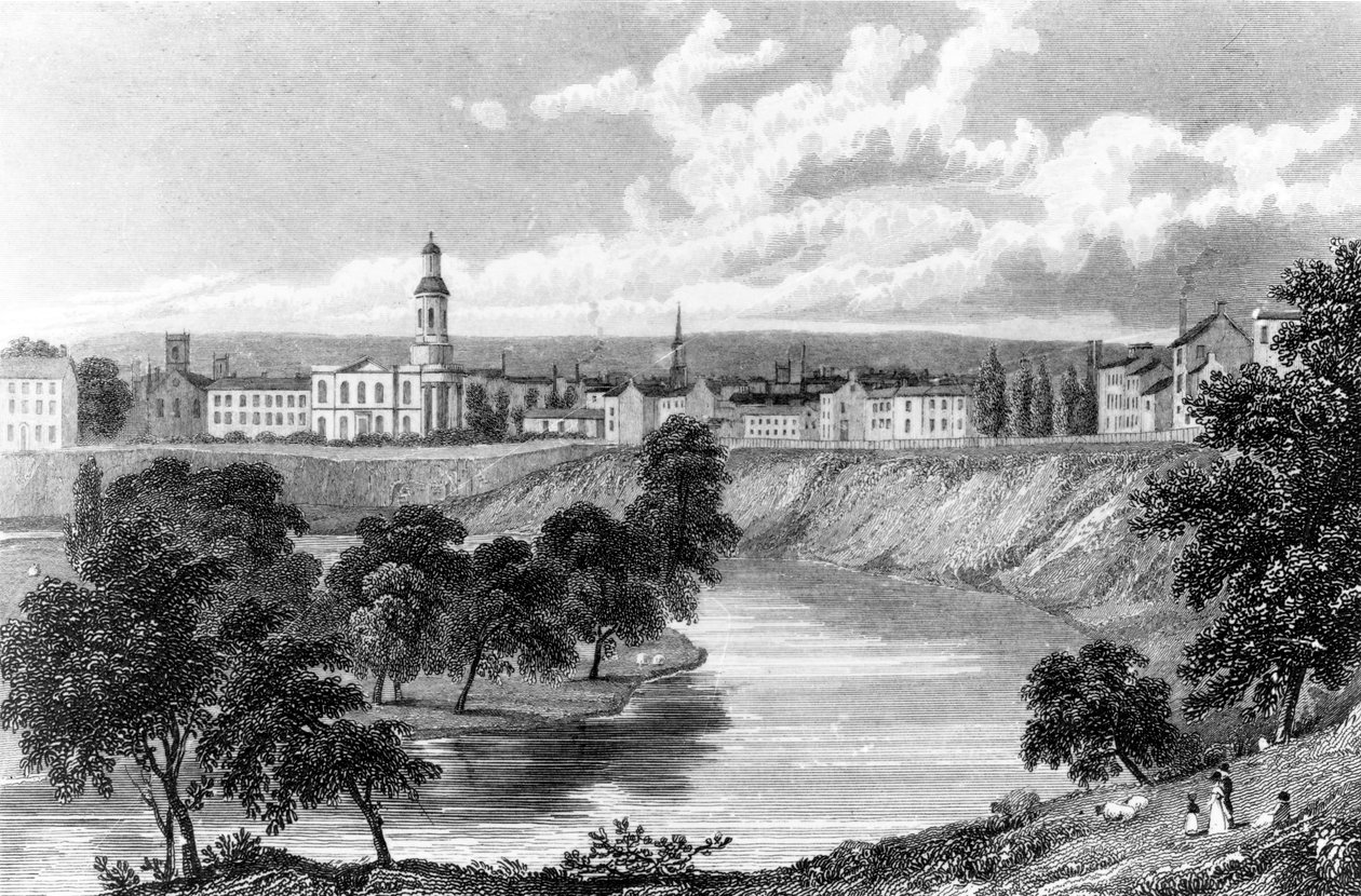 Salford, do Crescente, de "Great Britain Illustrated", gravado por Edward Francis, 1830 de William Westall