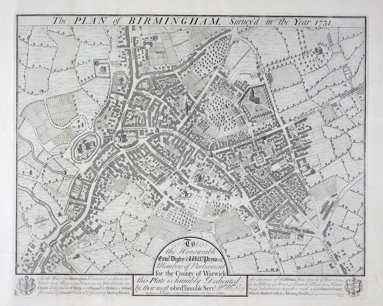 Plano de Birmingham, 1731, publicado em 1789 de William Westley