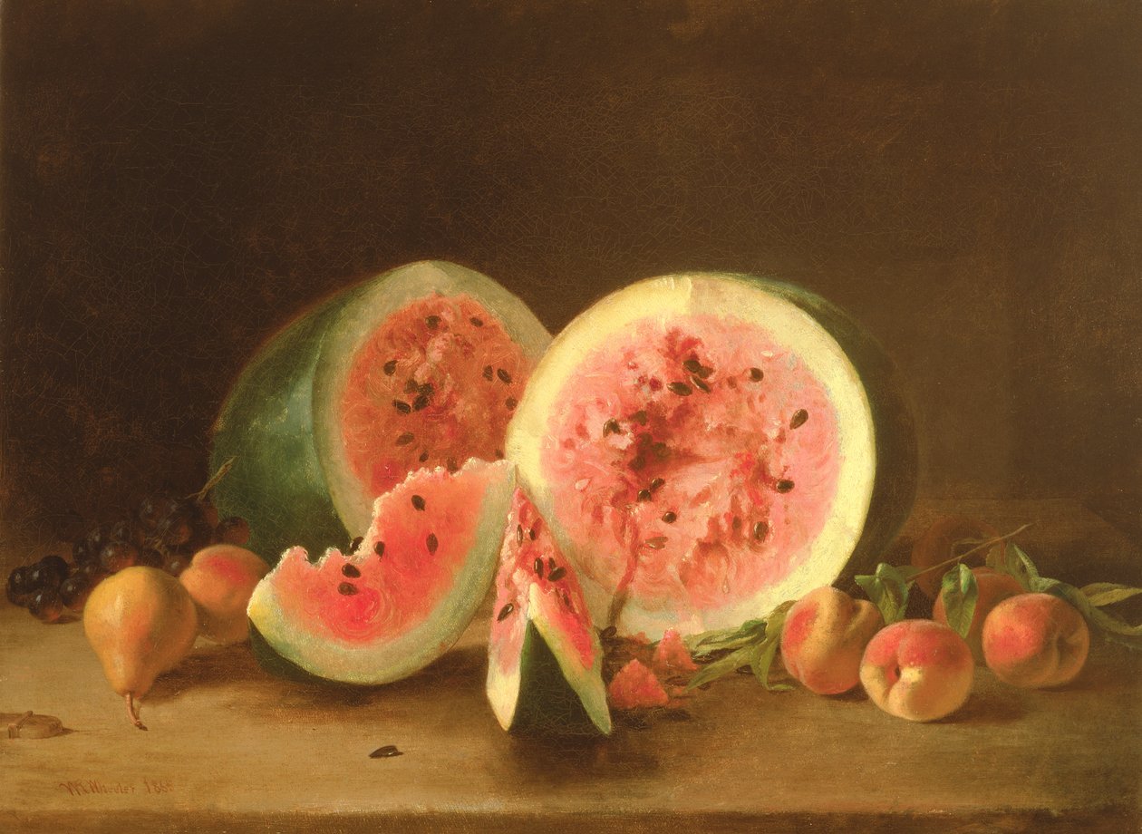 Ainda vida com melancia, 1865 de William Wheeler