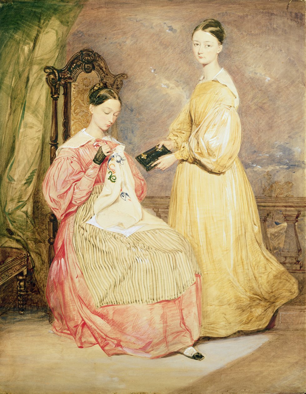 Retrato de Florence Nightingale (1820-1910) e sua irmã, Frances Partenope (d.1890) Lady Verney, 19 de William White