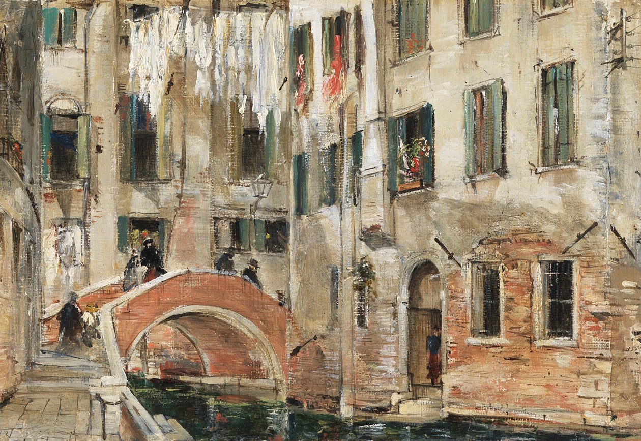 Um remanso em Veneza (óleo sobre papel) de William White Warren