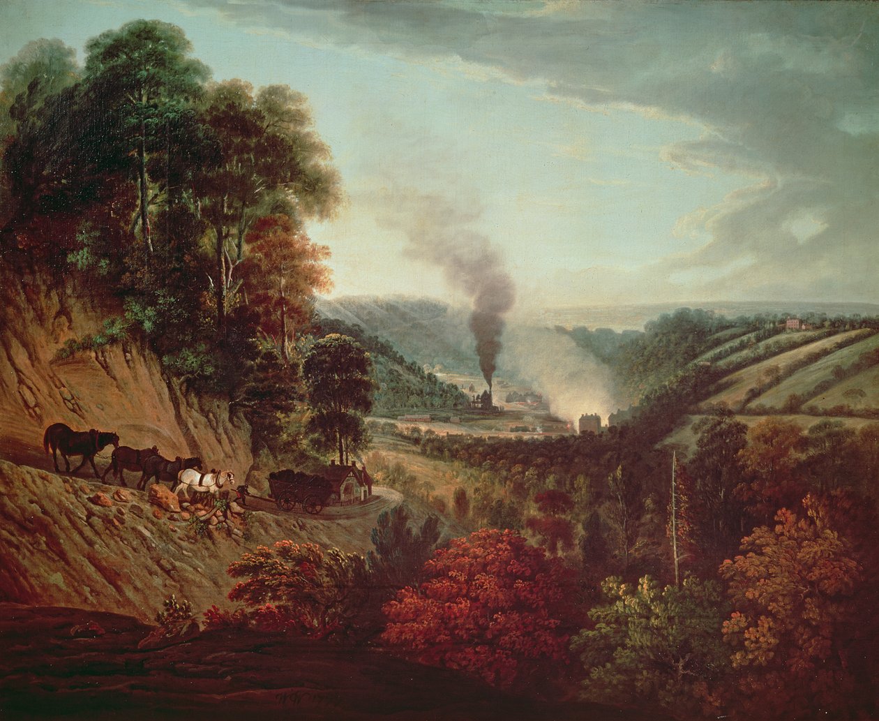 Manhã, vista, Coalbrookdale, 1777 de William Williams