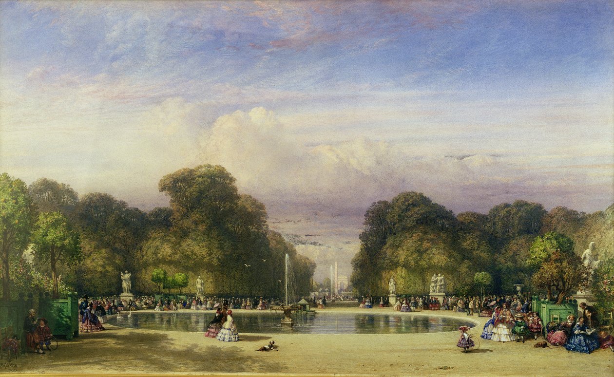 Os Jardins das Tulherias, com o Arco do Triunfo à distância, 1858 de William Wyld