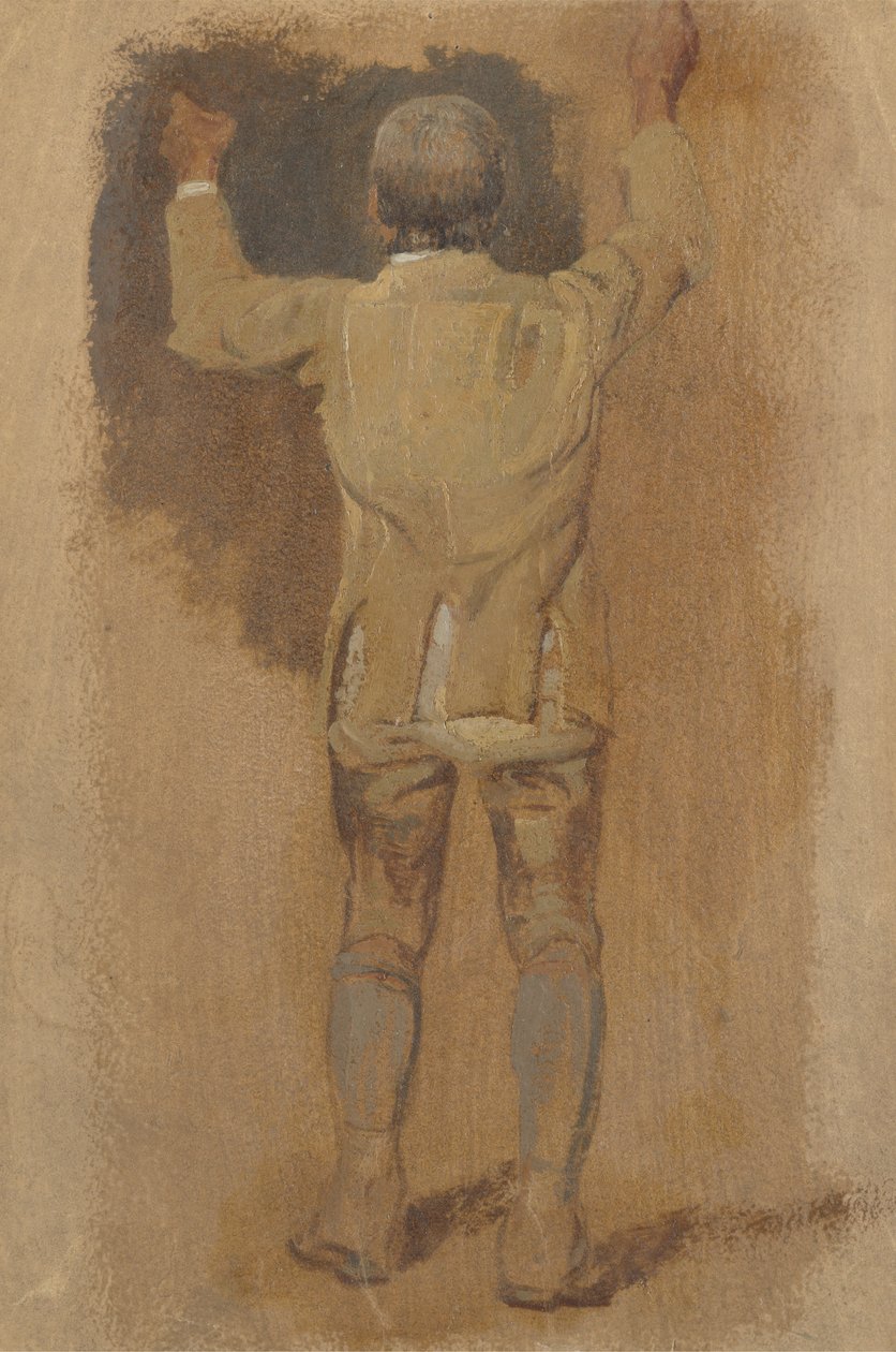 Estudo de um noivo, visto de trás, 1857 (óleo sobre papel bronzeado) de William Havell