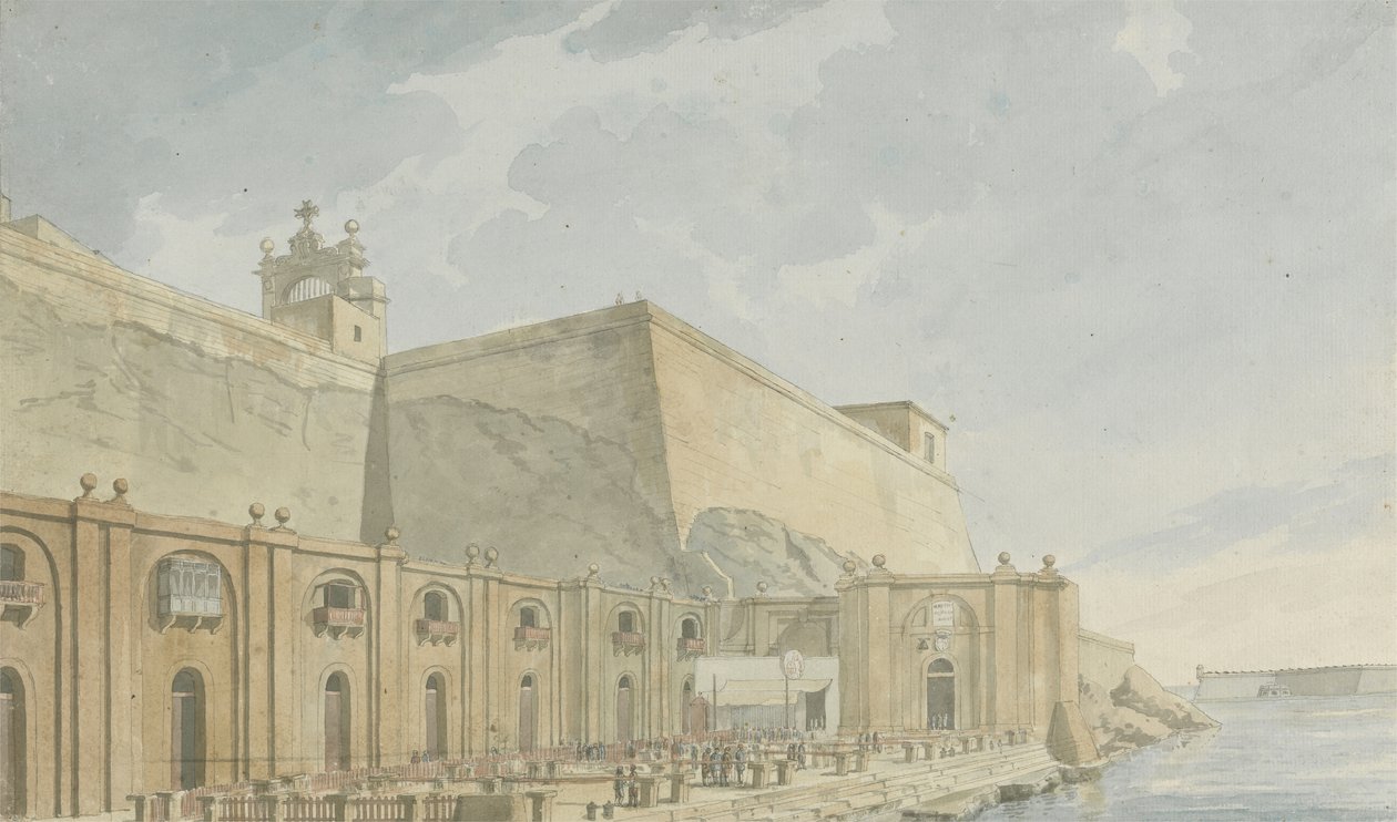 Vistas no Levante: Edifício Fortificado ao Norte de um Porto (wc sobre tinta a bordo) de William Reveley