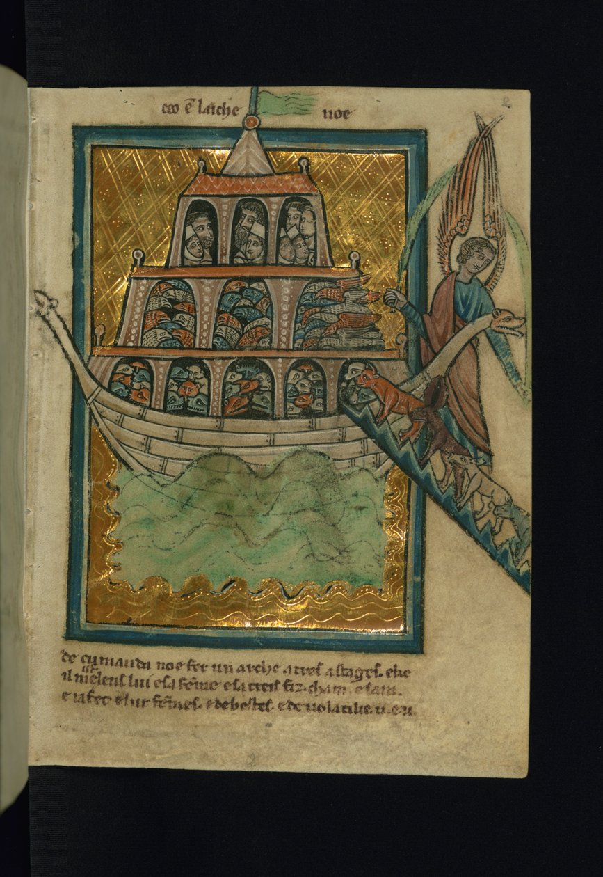 Os animais entram na arca de Noé (Gênesis 6: 13-7: 16) de William de Brailes  