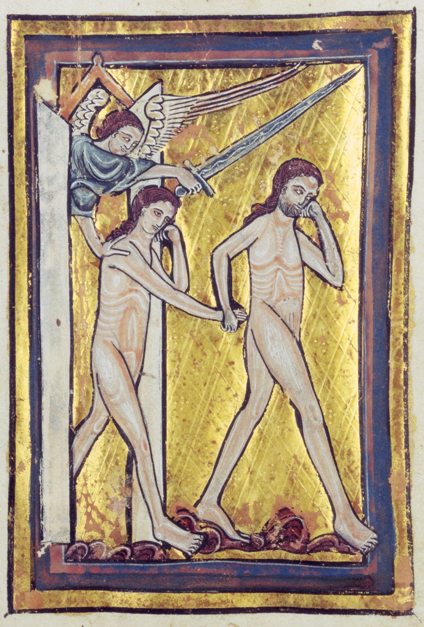 Adão e Eva banidos do Paraíso, de um livro de Imagens da Bíblia, c.1250 de William de Brailes  