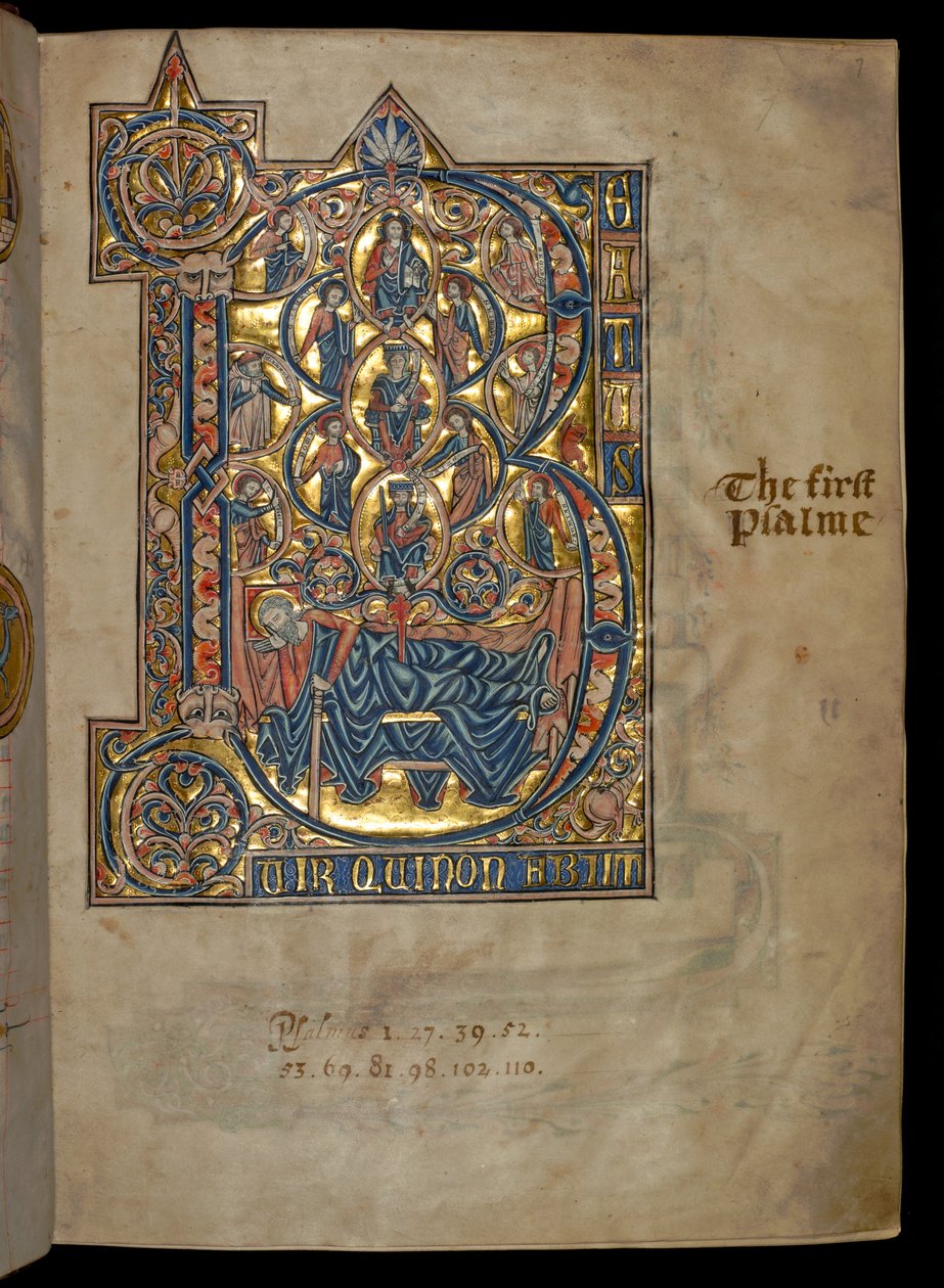 Ms 322 f.7r, Salmo 1, inicial B, Árvore de Jessé, ilustração do &39;De Braile Psalter&39;, c.1250 de William de Brailes  