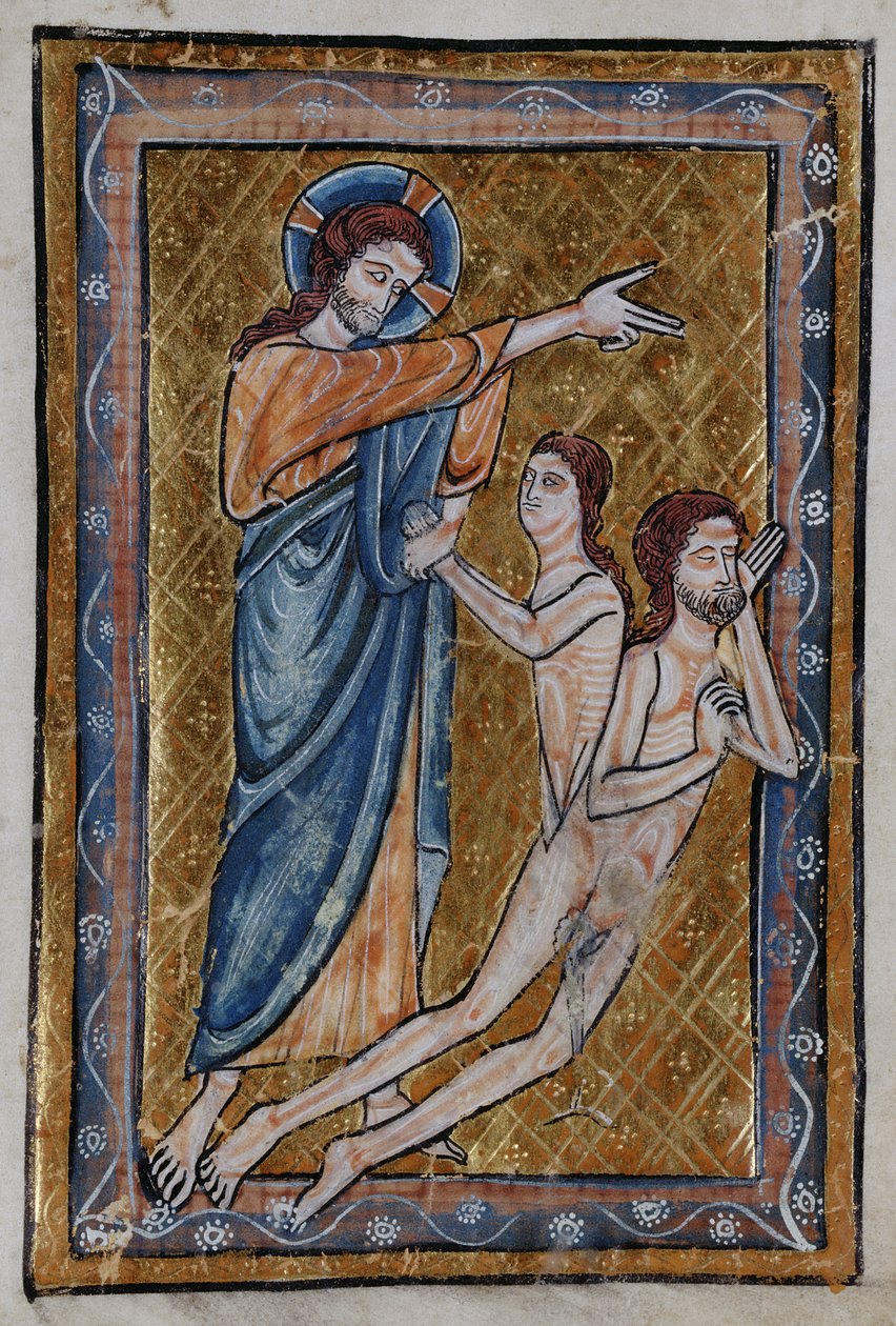 A Criação de Adão e Eva a partir de um livro de Imagens da Bíblia, c.1250 de William de Brailes  