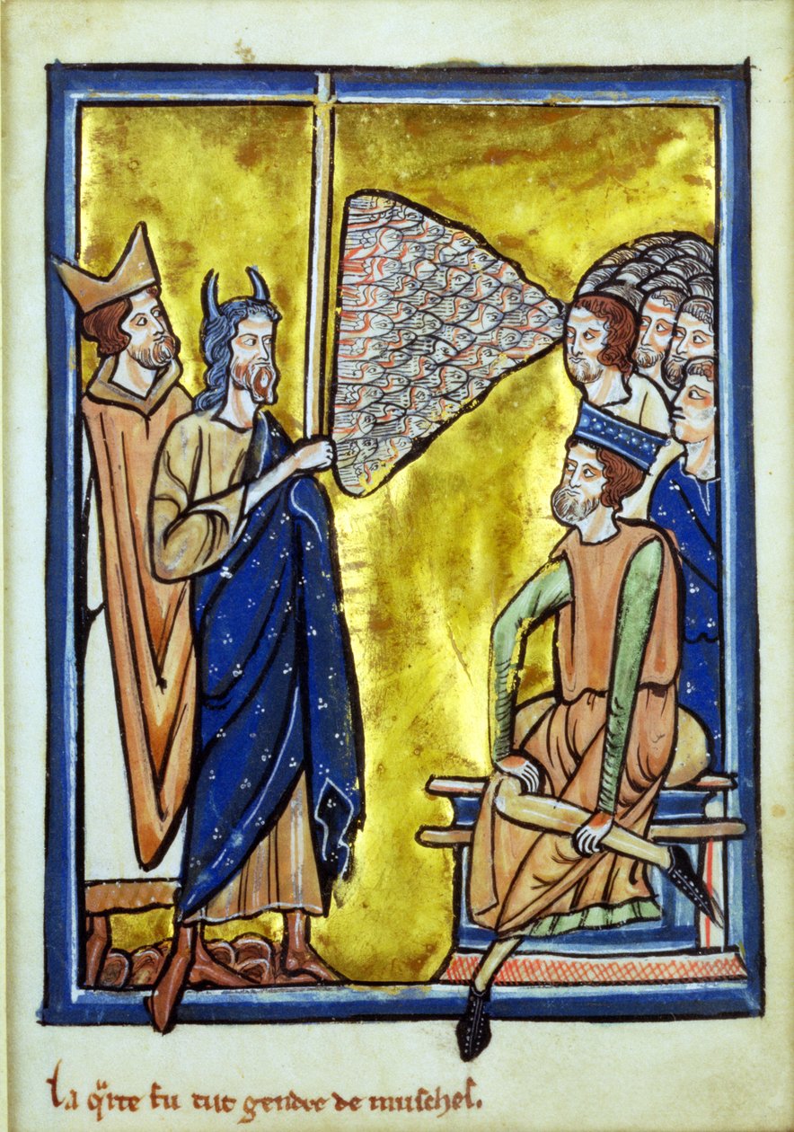 A quarta praga do Egito, de um livro de Bilbe Pictures, c.1250 de William de Brailes  