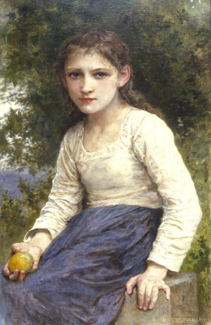 Menina com uma maçã, 1905 de William Adolphe Bouguereau