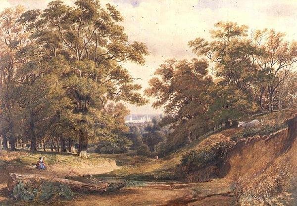 Uma Cena em Bagley Wood perto de Oxford (aguarela e cor de corpo) de Joseph Mallord William Turner