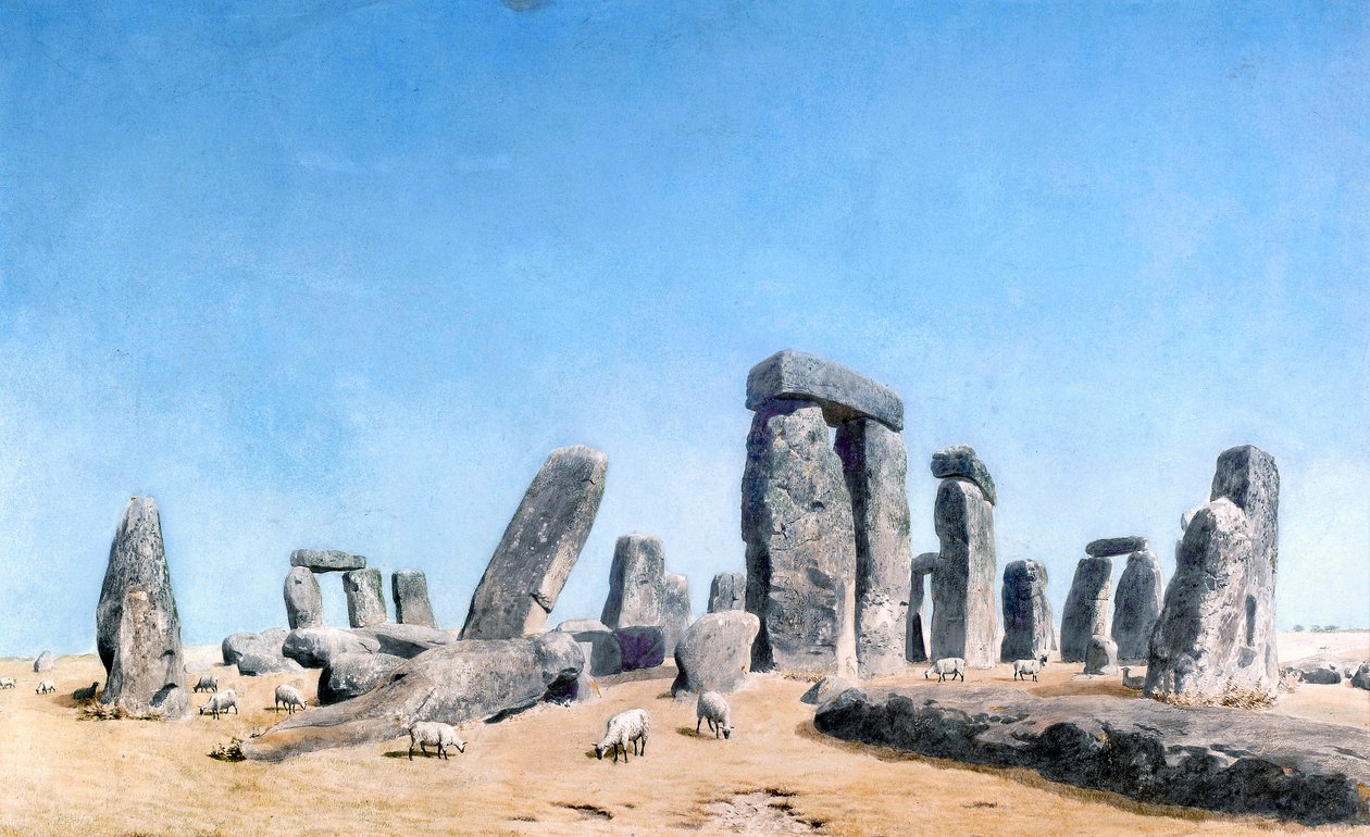 Ovelhas a pastar em Stonehenge (aguarela) de William (1789 1862) Turner