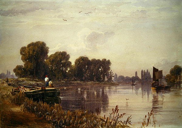 Paisagem com rio (aguarela sobre papel) de William  Evans