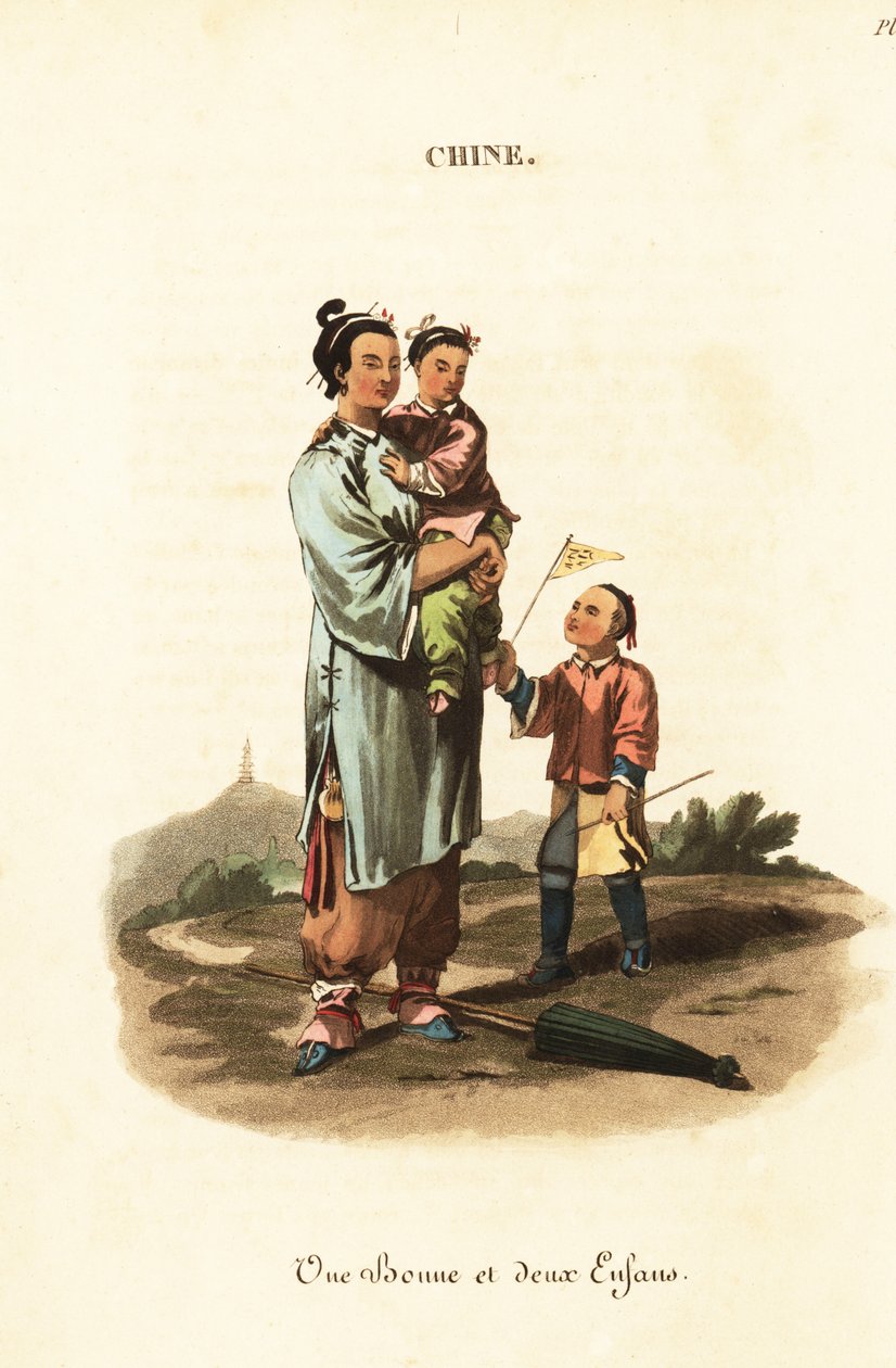 Empregada de berçário chinesa e duas crianças de William (after) Alexander