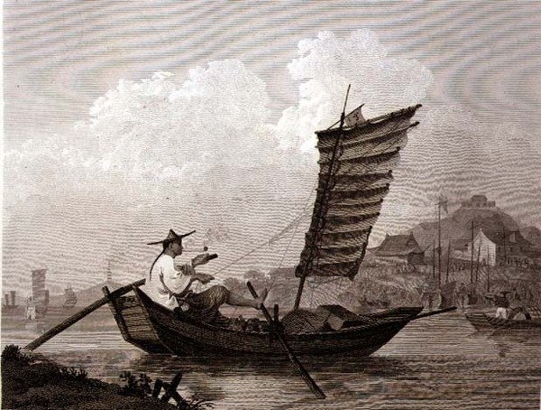 Economia de Tempo e Trabalho Exemplificado em um pub chinês Waterman, gravado por Thomas Medland (1755-1823), de G. Nicol de William (after) Alexander