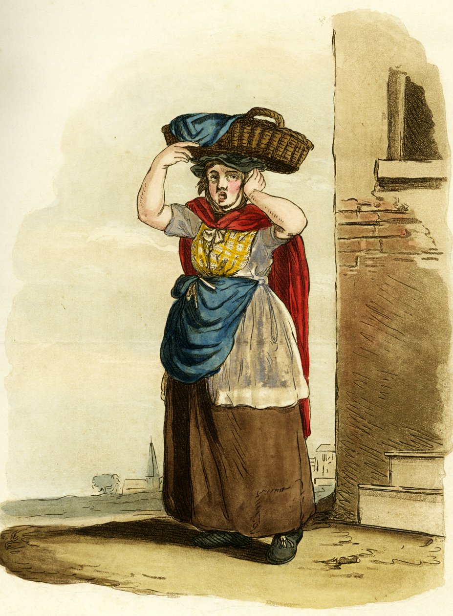 Vendedora de peixe, Inglaterra. Gravura inglesa de William (after) Alexander