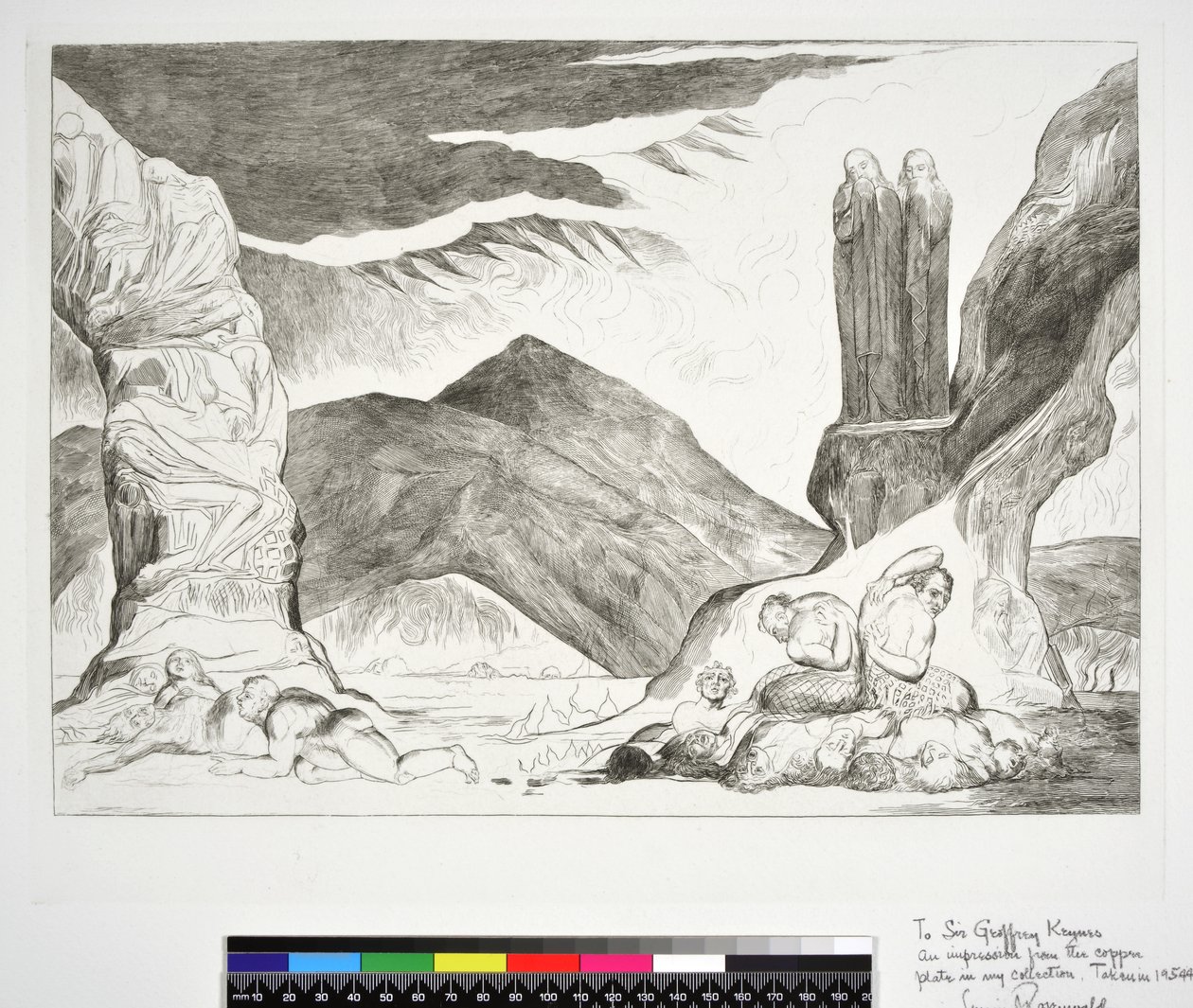 O Círculo dos Falsificadores: Dante e Virgil Cobrindo o nariz por causa do Fedor, Inferno, Canto XXIX, ilustração da 