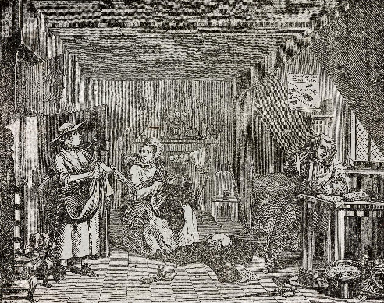 Poeta aflito, após pintura de William Hogarth de William (after) Hogarth