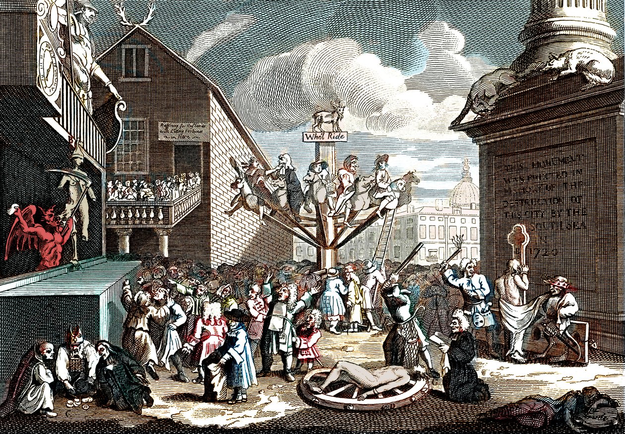 Impressão Emblemática do Esquema do Mar do Sul de William (after) Hogarth