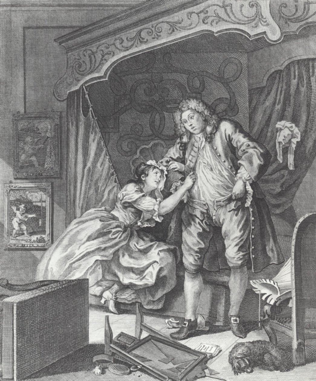 Mulher torna-se prostituta na Inglaterra do século XVIII (gravura) de William (after) Hogarth