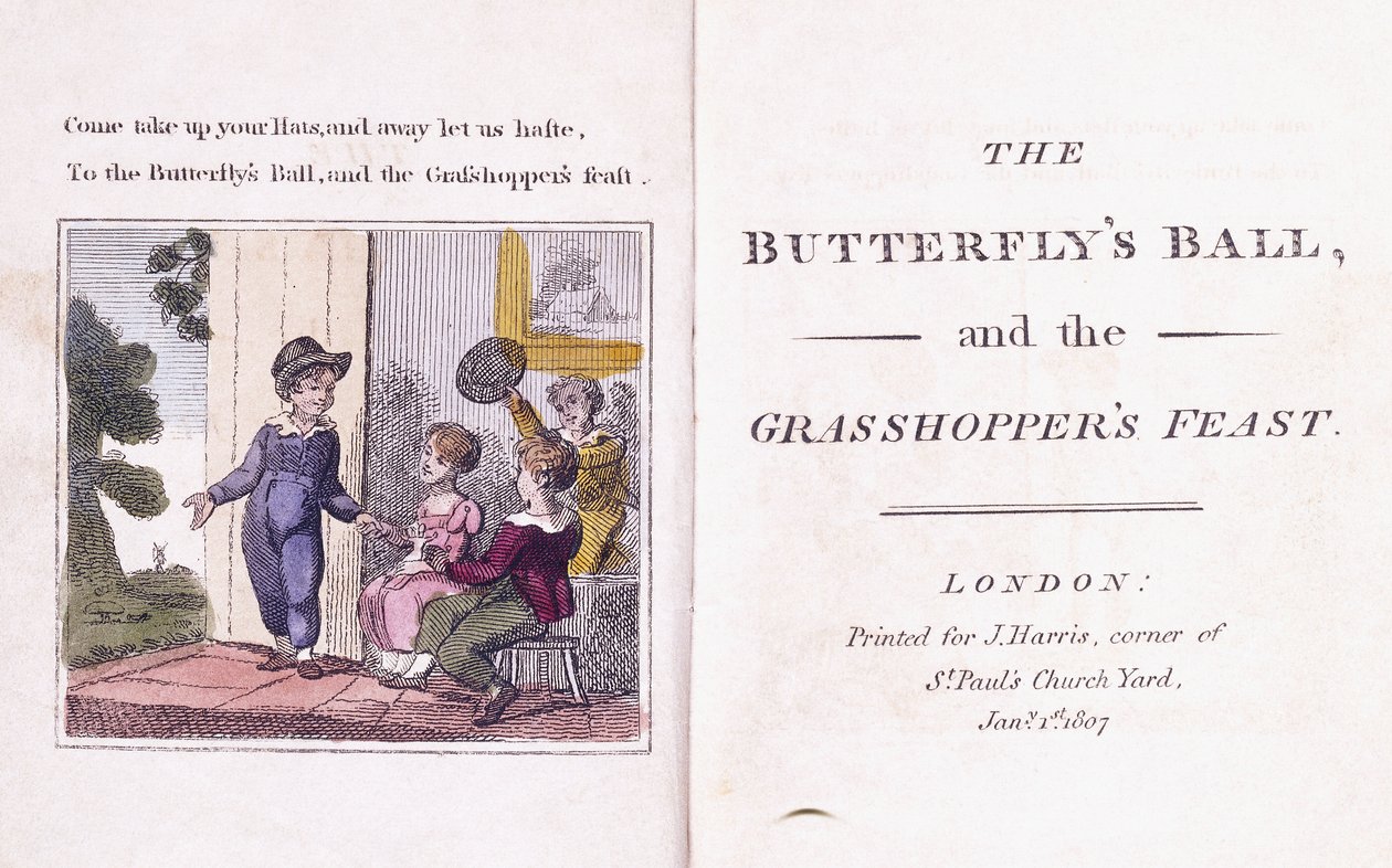 Frontispício ilustrado do livro infantil "The Butterfly&39;s Ball and the Grasshopper&39;s Feast", de William Roscoe (1753-1831) de William (after) Mulready