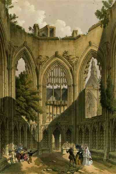 Howden Abbey, the Chapter House, de "The Monastic Ruins of Yorkshire", gravado por George Hawkins (1819-52) de William (after) Richardson