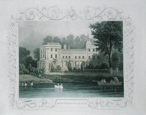 A Sede do Marquês de Ailsa no Rio Tamisa em Twickenham, gravada por W. Taylor, c.1840 (gravura colorida) de William (after) Tombleson