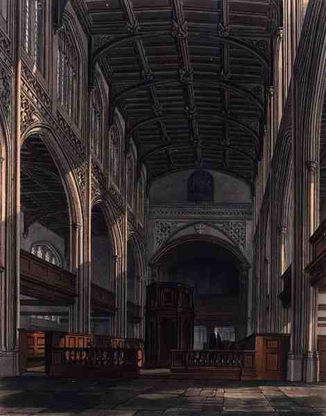 Interior da Igreja de Santa Maria, Cambridge, de 