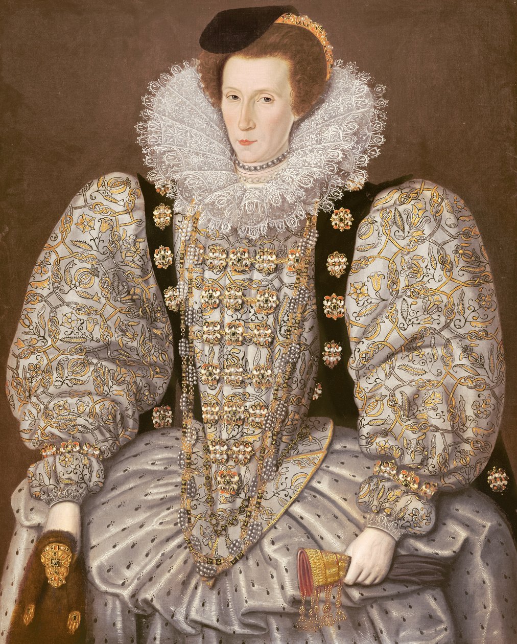 Retrato de uma dama da corte isabelina, c.1595 (óleo sobre tela) de William (attr. to) Segar