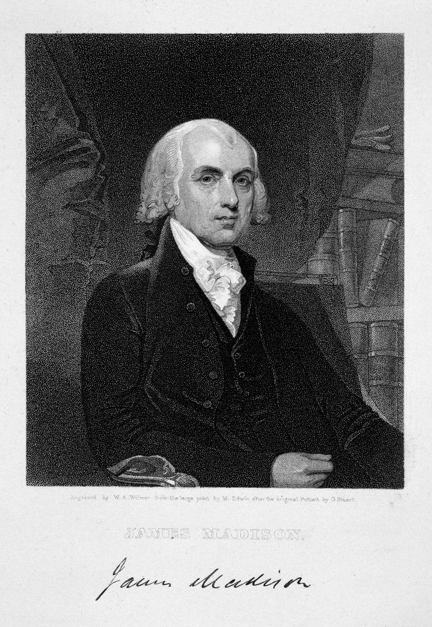 James Madison, 4º Presidente dos Estados Unidos da América, século XIX de William A Wilmer