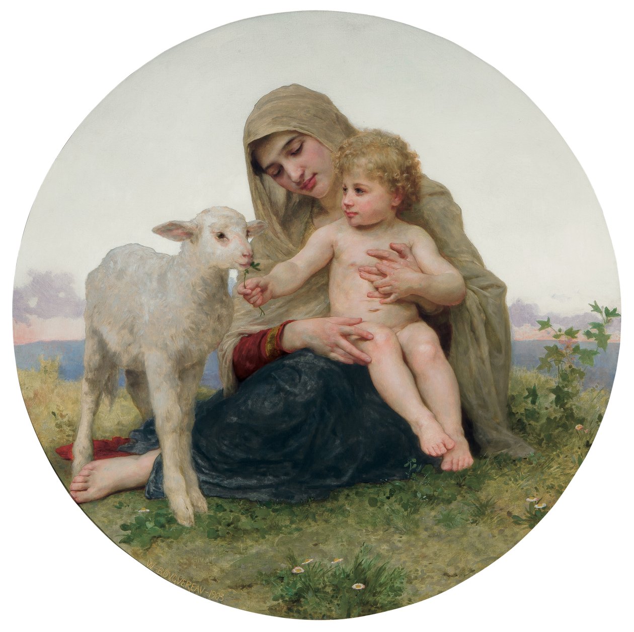 A Virgem com o Cordeiro, 1903 de William Adolphe Bouguereau