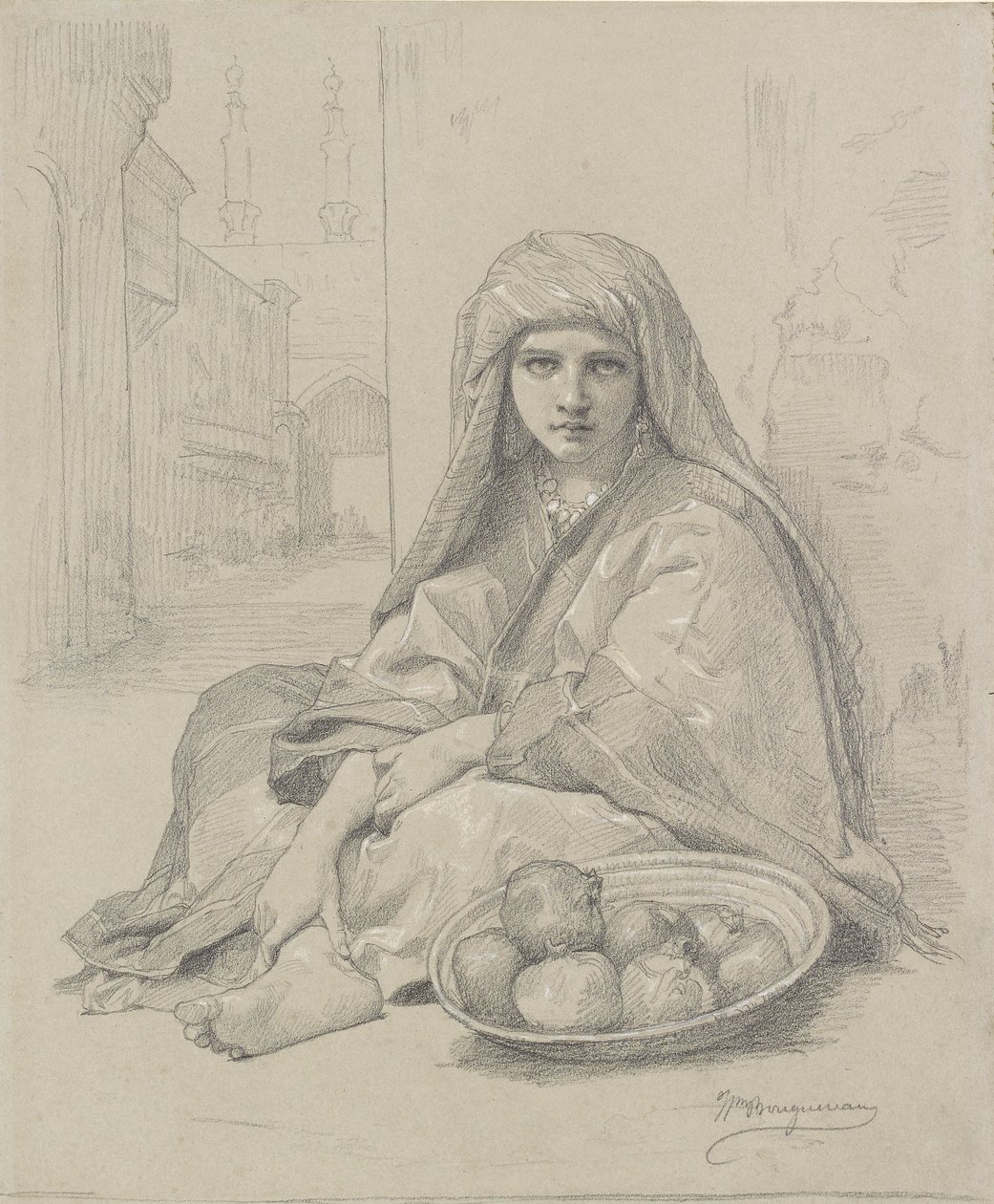 Rapariga Norte Africana a vender romãs, finais do século XIX de William Adolphe Bouguereau