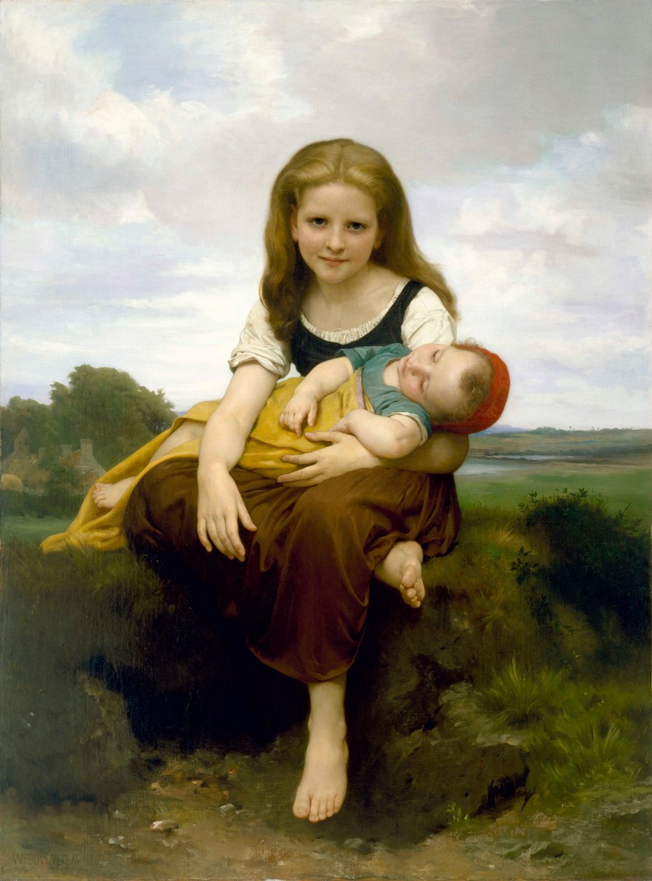 "The Elder Sister" (La Soeur ainee) Peinture de William-Adolphe Bouguereau (1825-1905) 1869 - Óleo sobre tela - Dim 130x97,2 cm Museu de Belas Artes, Houston de William Adolphe Bouguereau