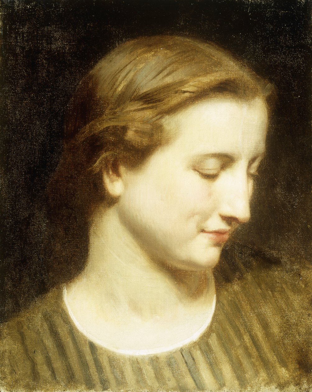 Mulher em um vestido listrado de William Adolphe Bouguereau