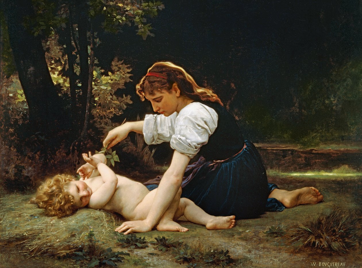 Jovem mulher e criança, 1881 de William Adolphe Bouguereau