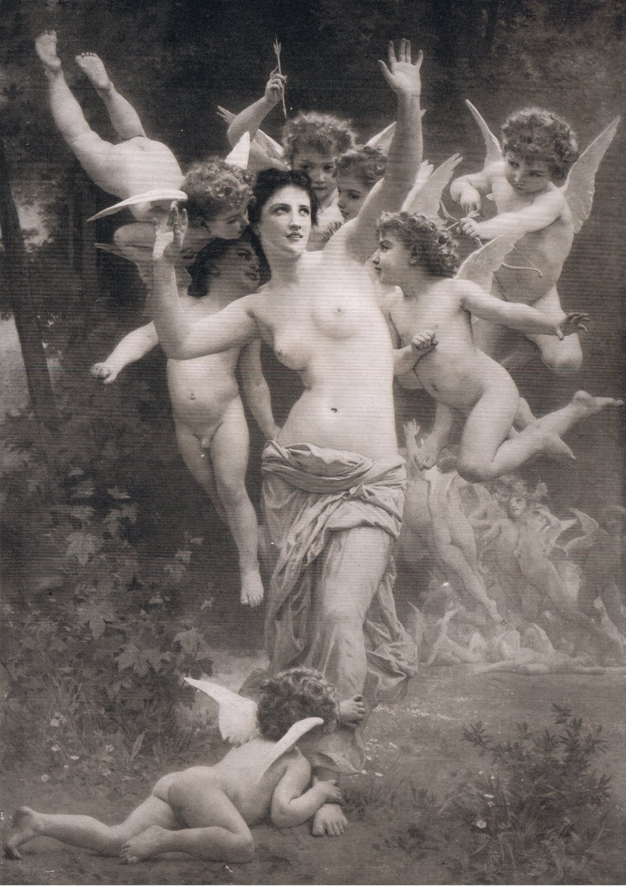 Um ninho de cupidos, de Bibbys Annual, 1916-1917 de William Adolphe after Bouguereau