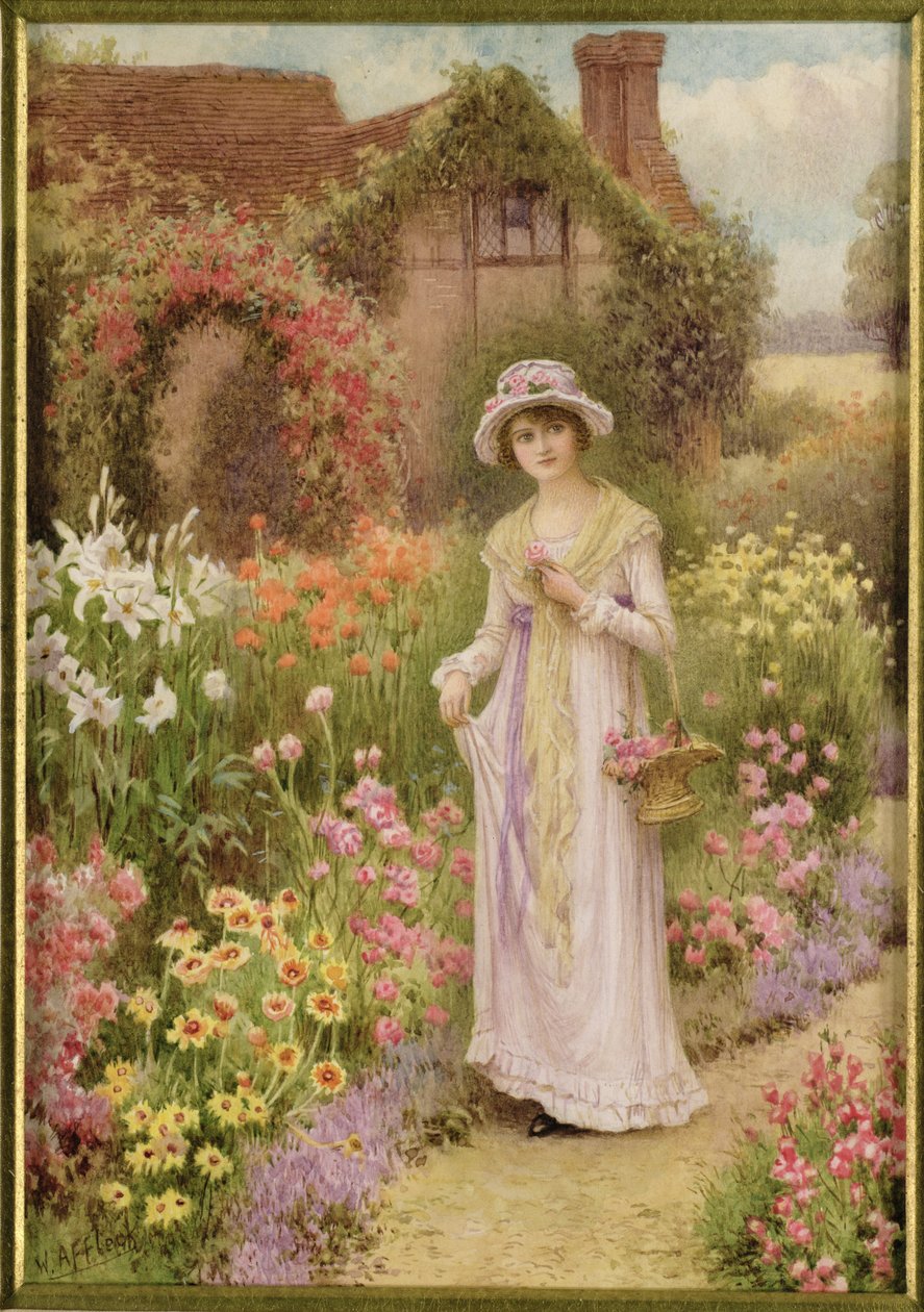 Menina por uma fronteira herbácea de William Affleck