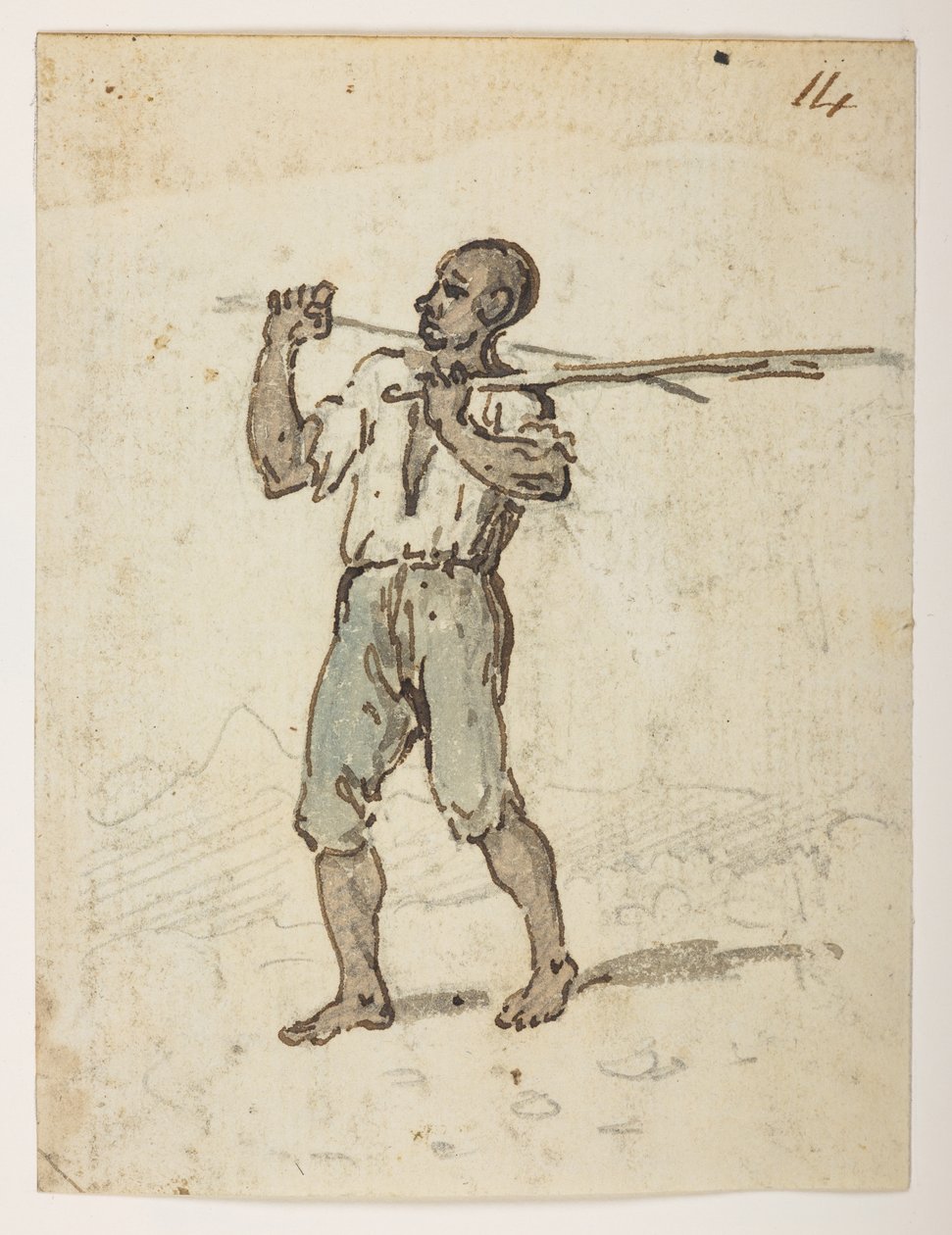 14 Habitantes de St. Jago. de um Álbum de 372 desenhos de paisagens, costas, trajes e vida quotidiana feitos durante a embaixada de Lord Macartney no Imperador da China, entre 1792 e 1794 (lápis e aguarela sobre papel) de William Alexander